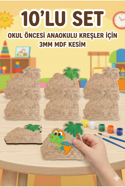 metafortoys Sevimli Dinozor Boyama Aktivite Sanat Okul Öncesi Anaokulu Kreş E...