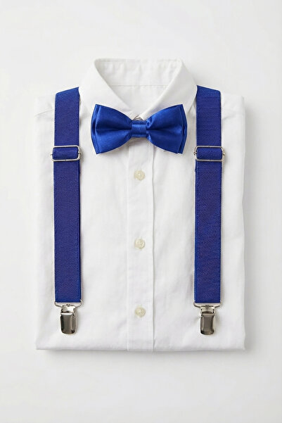 FATELLA Children's Cobalt Blue Adjustable Suspender Bow Tie Set - April 23 Oc...