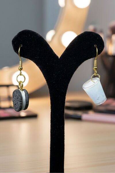 Uretti - Pınar 2572 5134 Handmade Cookies and Milk Figured Earrings