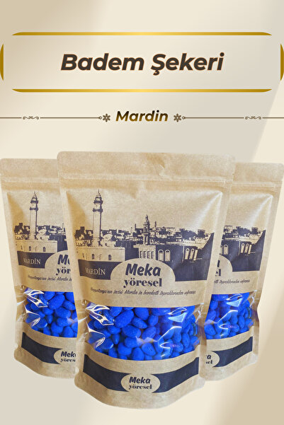 meka yöresel Mardin Yöresel Badem Şekeri ◆ Mavi Kaplamalı Özel Lezzet ◆ Geleneksel Draje Şeker ◆ 1 kg