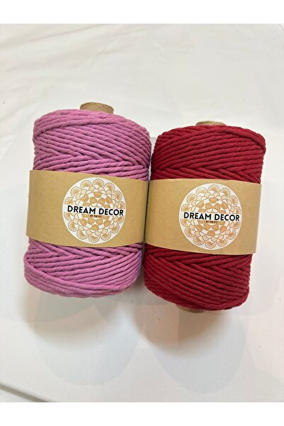Dream Decore by NS خيط قطني للمكرمية - وردي باهت (وردي موف) | 2 × 100 متر