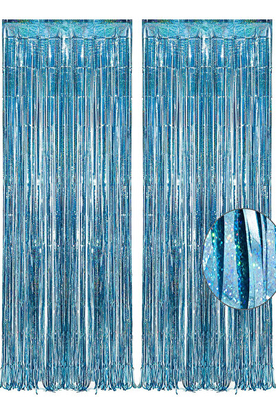 Generic Pack Of 2 Party Decorative Blue Foil Door Curtain 100 x250cm Party Ba...