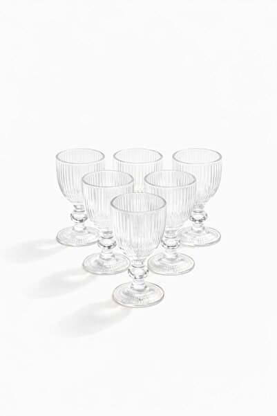 PERLAEVKAHVE Set of 6 Coffee Side Glasses with Crystal Glass Legs (65 ml)