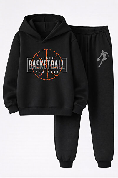 MAGORS طقم ملابس رياضية للأطفال مكون من سترة وبنطلون رياضي بطباعة كرة السلة، ...