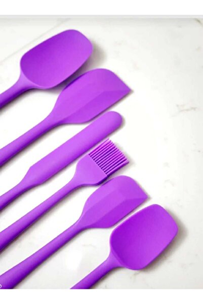 elfnur Set of 6 Fireproof Non-Stick Kitchen Cake Silicone Egg Brush Spoon Knife Spatula Set