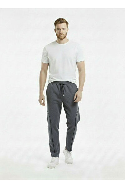 MODENZO Men's Smoked Dark Gray Piped Back Pocket Baggy Casual Sweatpants 2 St...