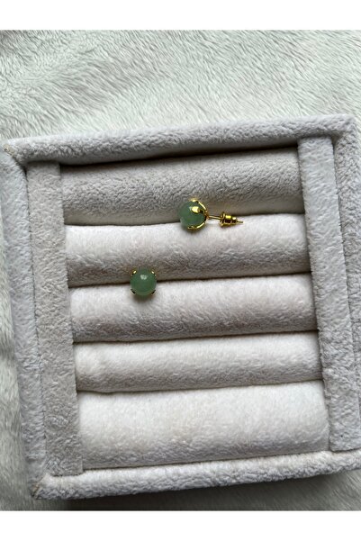 Pel Design 8mm Aventurine Stone Gold Plated Ball Earrings Handmade