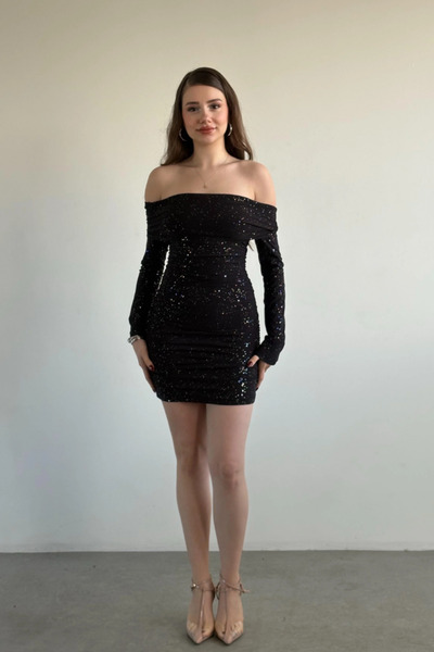 Sorridi Madonna Yaka Simli Mini Elbise