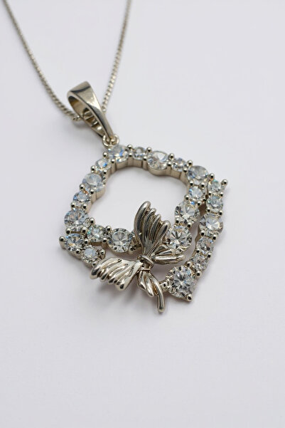 Zirona Steel Jewelled Butterfly Necklace