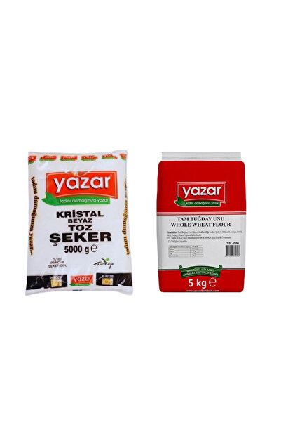 YAZAR Kristal Toz Şeker 5 Kg + Tam Buğday Unu 5 Kg
