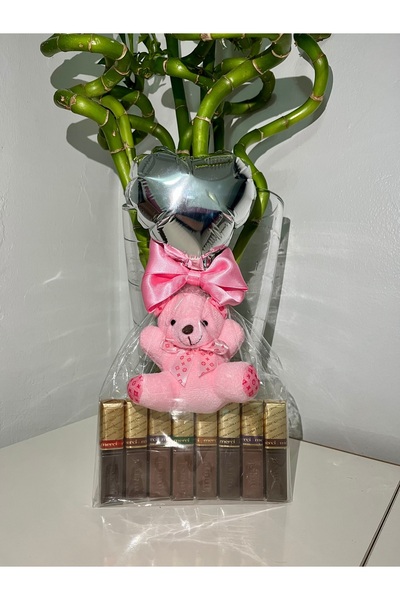 Pretty Sevgililer Günü Hediyesi Ayıcıklı Balonlu Çikolata Paketi Yılbaşı Hedi...