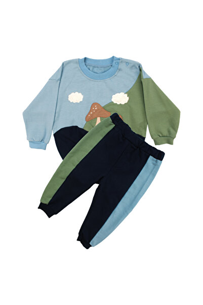 bebegen Boy's Blue Green Mushroom Patterned Set of 2