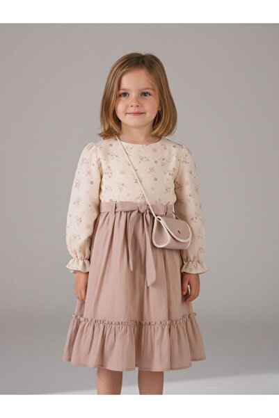 Cherrys Bebek Flower Polka Dot Printed Girls' Dress