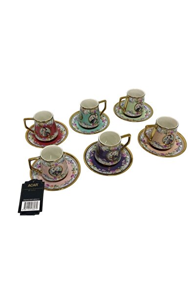 ACAR SHP-08264 Odeta Karışık Renkli 6'lı Kahve Fincan Takımı