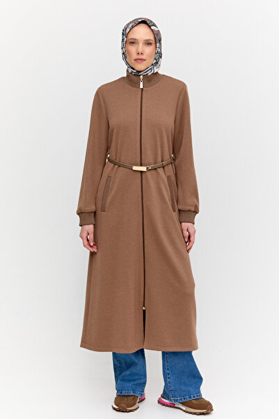 Setrms Kemerli Fermuarlı Uzun Kap