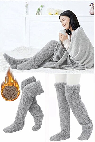 BE ACTİVE Peluş Uyku Çorabı Welsoft Diz Üstü Çorap Bacak Isıtıcı Panduf Çorap...