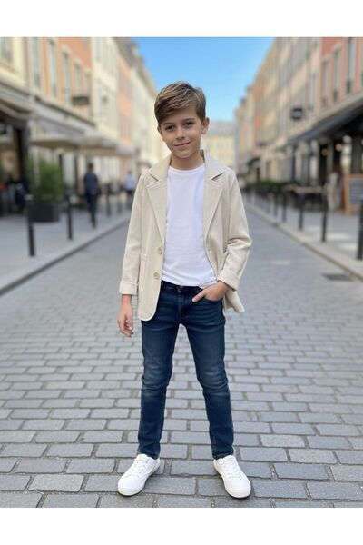 STAR GOGO KİDS Boys' Premium Organic Linen Jacket