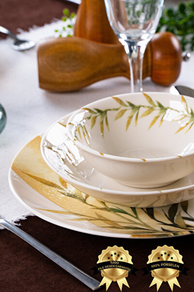 Heda Porselen Serin 18 Parça 6 Kişilik Porselen Yemek Takımı