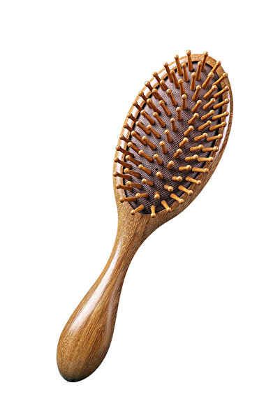 L&Wen مشط شعر - مصنوع يدويًا من خشب الصندل الطبيعي بنسبة 100% ومضاد للكهرباء الساكنة، لتدليك فروة الرأس - فرشاة هوائية - مقاس متوسط