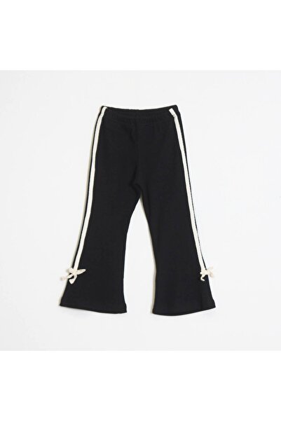 Nimini Kids 100% pamučne rebraste leggins za devojčice sa detaljima u vidu mašne
