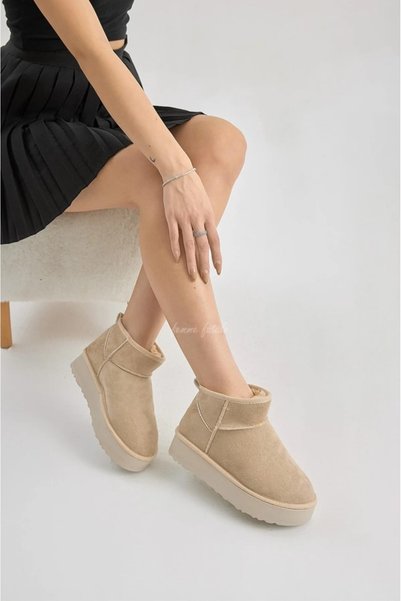 FEMME FATALE Suede Fur Lined Thick Sole Ankle Women's Boots & Bootie