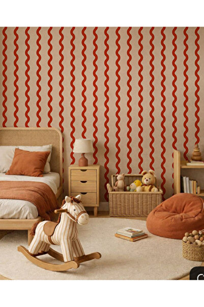 Tasarım Radyüslü Şeritler Retro Görünüm Pastel Renkler Konsept Çocuk Odası Du...