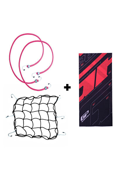 GP KOMPOZİT Siyah Kask Filesi + 2 li Bagaj Lastiği + Buff