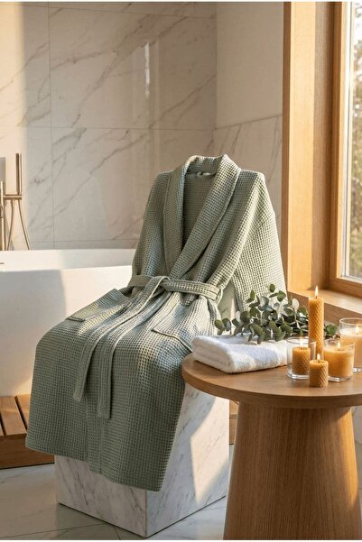 Nuriye Kocakaplan رداء حمام من قماش الوافل - ثوب استحمام