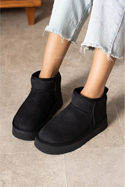 FEMME FATALE Süet Içi Kürklü Kalın Taban Bilekte Kadın Bot & Bootie