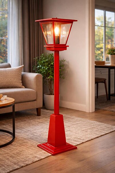 MAVİ TREND Dekoratif Sokak Lambası, Bahçe Lambası Ev Dekoru, Kırmızı Sokak La...