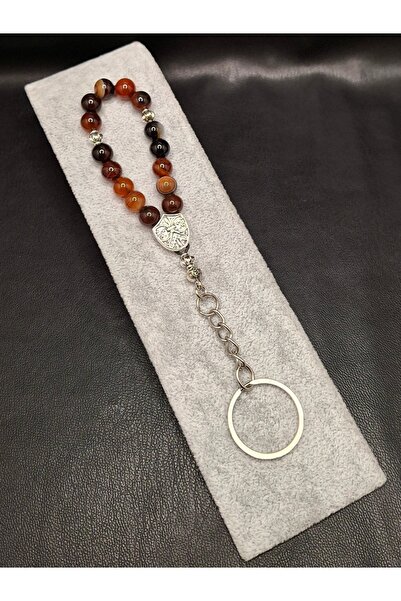 Han Ticarethane Agate Natural Stone 15-Piece Rosary Keychain
