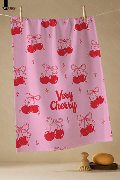 Marte Home CHERİ - RENKLİ BASKILI 2'Lİ SET 40x60 MUTFAK HAVLUSU, KURULAMA BEZİ