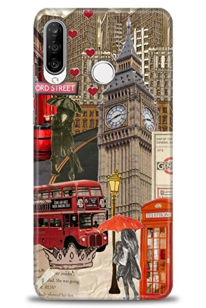 Rulet Aksesuar غطاء متوافق مع هاتف هواوي P30 لايت HD مطبوع - غطاء سيليكون بتص...