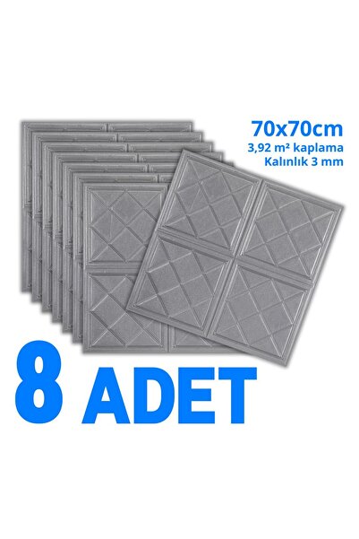 HORECA MARKET 3D Kendinden Yapışkanlı Duvar Kağıdı Strafor Köpük Gri 70x70 Cm...