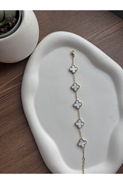 stainles steel Aaska Butik & Bujiteri White-Gold Clover Bracelet 316L