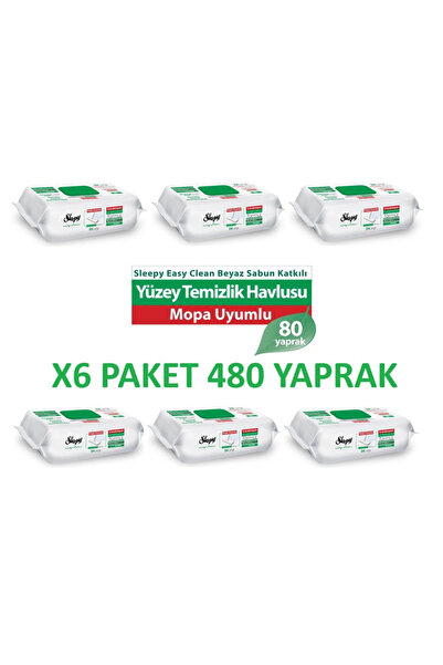Sleepy Easy Clean Beyaz Sabun Katkılı Mopa Uyumlu Yüzey Temizlik Havlusu 80 Y...