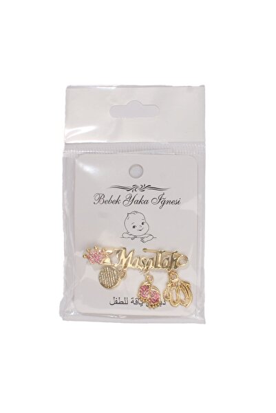 bebegen Kız Bebek Pembe Taşlı Maşallah Yazılı Yaka İğnesi