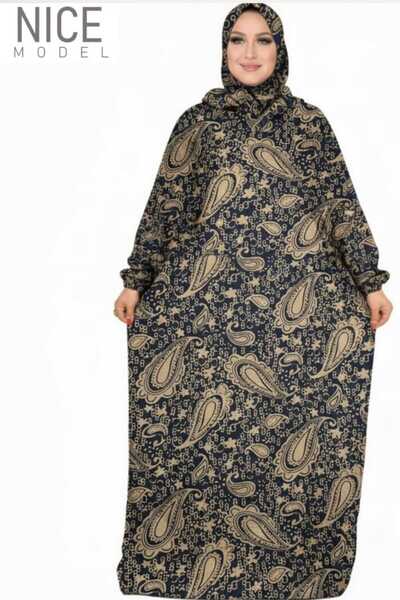 TREN Dark Blue Paisley Hooded Abaya – Elegant Modest Wear for Stylish Muslim ...