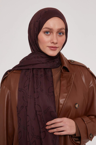 LuvenSara Lyocell Nai̇a Jacquard Shawl - Smokey Burgundy