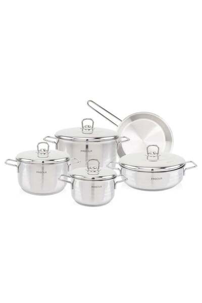Generic Original heavy-duty stainless steel cookware set, 9 pieces, with frying pan