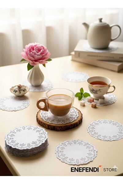 NF ND ENEFENDİ 150 قطعة من ورق الدانتيل للتقديم - ورق تقديم الشاي والقهوة مقا...