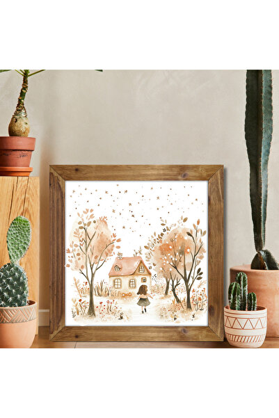 woodhomeworks Tek Parça Gerçek Ahşap Çerçeveli Dekor Tablo kare