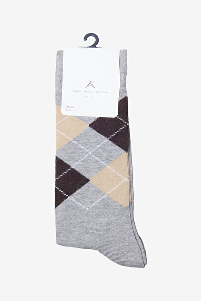 ALTINYILDIZ CLASSICS Men's Gray Soft Textured Patterned Single Socks