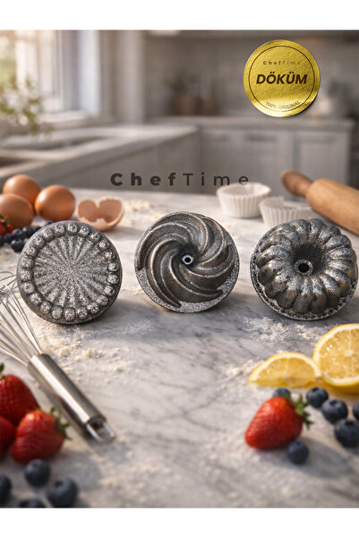CHEFTİME 3'lü Mini Gri Dilim&Tart&Rüzgar Kek Kalıbı