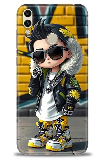 Rulet Aksesuar غطاء متوافق مع هاتف هواوي هونر 8C HD مطبوع - غطاء سيليكون مصمم...