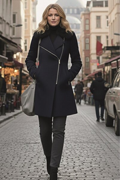 Toridas Fur Collar Winter Cashmere Coat