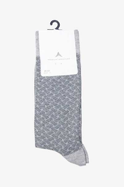 ALTINYILDIZ CLASSICS Men's Gray Soft Textured Patterned Single Socks