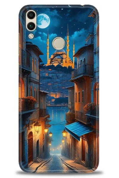 Rulet Aksesuar غطاء متوافق مع هاتف هواوي هونر 8C HD مطبوع - غطاء سيليكون بتصم...