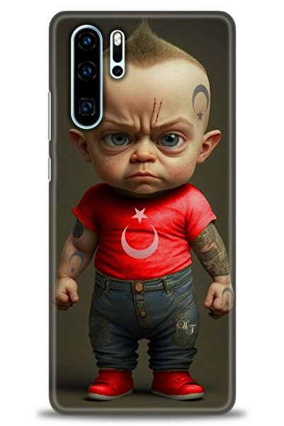 Rulet Aksesuar حافظة متوافقة مع هاتف هواوي P30 Pro HD مطبوع + واقي شاشة سيرام...