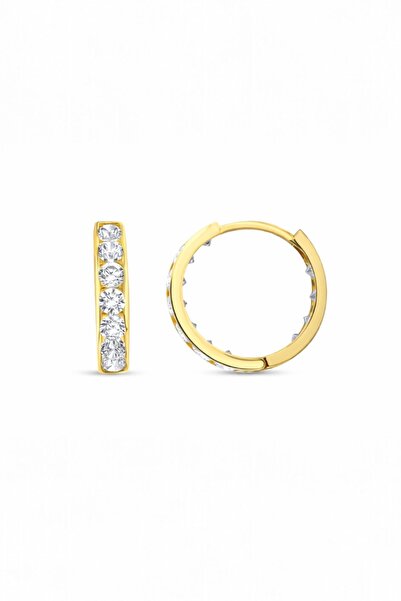 Çgk Çiğdem Gürel Kuyumculuk 8K Altın Taşlı Halka Çocuk Küpesi – Minimal Altın...